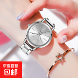 爆款手链表女时尚细窄表带金色钢带石英表女款时装表 银色