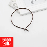 金属包布纯色发箍饰配件蝴蝶结手工发饰制作配件5mm头箍发卡头饰 深咖色1个