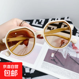 2024新款太阳镜女小框ins网红复古街拍墨镜韩版小脸显瘦款太阳镜 米框浅茶
