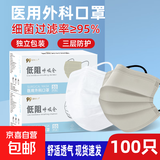 【大牌平替】医用口罩莫兰迪色过敏防风防尘时尚独立包装50只盒装 【白色50只+烟雨灰50只】【独立包装】