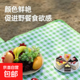 春游野餐垫户外防潮垫加厚可折叠野炊帐篷地垫露营草地沙滩垫批发 绿白格野餐垫 大号200*200
