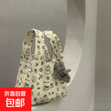 可爱卡通帆布收纳包少女心手提包通勤便携外出敞口手拎百搭便当包 卡通小狗帆布包14*27cm