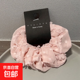 新款儿童超大纯色高级质感大肠发圈甜美扎丸子头发绳气质法式头饰 春季发饰      浅粉发圈