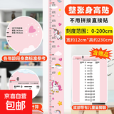 卡通儿童身高贴 卧室装饰宝宝量身高尺视力表 幼儿园创意墙贴 粉色小鹿-1张【有背胶】