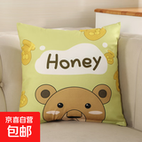 抱枕靠垫 超柔新款短毛绒卡通印花办公室汽车床头腰靠可拆洗抱枕 蜂蜜熊 36cm*36cm 枕套 （无枕芯）