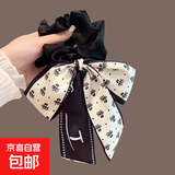 蝴蝶结发带女2025新款飘带头绳大肠发圈高级感扎头发皮筋发饰发绳 黑色
