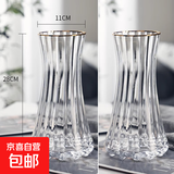 特大号轻奢创意简约玻璃花瓶透明水养鲜花北欧ins风客厅插花摆件 【透明描金两个装】28高太阳花