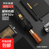 108骨雨伞自动男女折叠加大太阳伞晴雨两用伞防晒防紫外线遮阳伞 奢华实木108骨晴雨伞-黑色