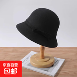 法式复古小香风白色礼帽女赫本风千金名媛帽子秋冬优雅渔夫帽盆帽 千金名媛风-黑色-1顶装 均码