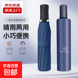 爆款晴雨伞手动UV折叠黑胶防晒防外线遮阳晴雨两用伞 【自动款8骨】藏青UV