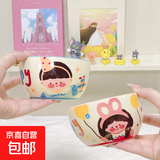 【摩登主妇同源】一家四口米饭碗亲子陶瓷餐具家用可爱卡通 蛋糕男孩+红帽女孩活动款