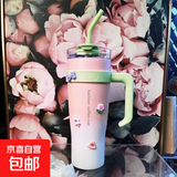 巨无霸保温杯大号大容量冰霸杯高颜值男女生吸管杯子汽车水杯子 巨无霸保温杯【渐变粉】 1.25L 送立体贴