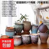 多肉花盆陶瓷透气家用室内外粗陶紫砂创意小号绿植大口径盆栽桌面 5件套随机陶罐花盆 款式