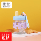 带茶隔设计多巴胺配色女生高颜值玻璃杯防烫泡花茶【无吸管】 晴空蓝 400ml 1只