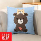 抱枕靠垫 超柔新款短毛绒卡通印花办公室汽车床头腰靠可拆洗抱枕 宝贝熊黄 40cm*40cm 含枕芯