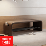 换鞋凳家用门口鞋柜坐凳一体入户穿鞋凳轻奢高级感卧室长条床尾凳 深咖色80cm【可收纳储物】