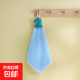 挂式擦手巾水果色小方巾宝贝珊瑚绒毛巾儿童卡通厨房吸水易清洗 【恐龙浅蓝色】1条装