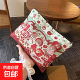 新款KT猫帆布手拿包收纳卡通帆布2024新款大容量百搭出行手拿包 红色小兔【材料升级】