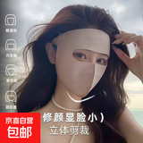 玻尿酸3D立体防晒口罩夏季冰丝口罩透气可水洗面罩护眼角防晒面罩 面罩-粉色【贴合脸型】