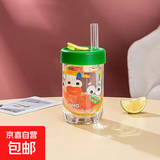 【京东物流】冰川纹玻璃杯时尚潮流ins风果汁杯酒杯水杯 大眼仔玻璃杯 绿色550ml1只