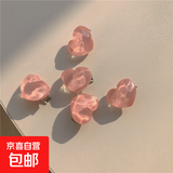 夏季日韩甜美手工发夹发卡粉色系草莓水果编发头饰山茶花边夹发饰 F8073-4#水波纹桃心/1只