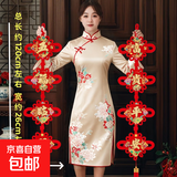 中国结福字挂件客厅玄关对联电视背景装饰墙春节过年乔迁入户送礼 新款彩金对联【富贵平安【金穗】
