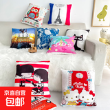 抱枕靠垫 超柔短毛绒卡通印花办公室汽车床头腰靠可拆洗抱枕靠垫 随机图案 36cm*36cm 枕套 （无芯 单支装）