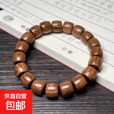 绿檀直切桶珠手串手工精品檀木民族风小手链男女款文玩单圈 金丝檀直切10x11mm【单圈】