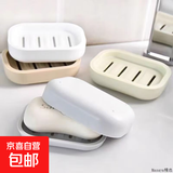 双层肥皂盒皂盒带盖香皂盒浴室卫生间家用学生宿舍肥皂盒沥水家用 双层肥皂盒随机色1个装