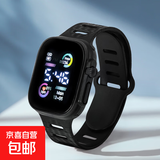 儿童电子手表数字显示防水防摔女孩男孩学生礼物简约男女手环 B53-1黑色