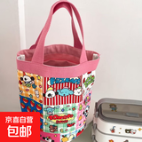 可爱涂鸦水桶包ins印花圆筒包帆布便当袋韩风少女手拎饭盒妈咪包 番茄商店
