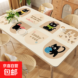 卡通风可爱猫咪卡皮巴拉桌布桌垫餐桌垫防水防油茶几垫桌面保护垫 PVC皮革-ZD12122回忆与猫 50*90CM