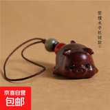 黑檀木福猪钥匙扣挂饰手机链汽车钥匙挂件坠平安创意礼品文玩礼物 紫檀木小猪挂件