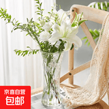富贵竹玻璃花瓶六角客厅水养插花水培百合花瓶大号摆件花瓶居家 25高六角花瓶郁金香款1个