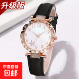 石英手表女士学生韩版简约时尚百搭休闲大气石英女表 黑色