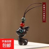 一路平安檀木小鹿汽车钥匙扣挂件手机吊坠男女情侣包包配饰小礼物 黑檀小鹿【挂件款】 35*26*18mm