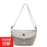 日系超轻防水斜挎包牛津布男女通用百搭单肩尼龙轻便实用马鞍胸包 米白色