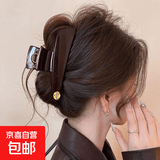 法式高级感中号弧形抓夹女2025新款鲨鱼夹组合装混搭耐用抓夹套装 巧克力棕字母圆金标斜三角约11cm