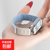獭祭张婧仪同款适用小米手环10/9/8/7腕带6智能5磁吸4手腕3运动nfc版替换夏天女士工字款磁吸硅 古董白配薄雾蓝 送贴膜*2 适用:小米手环5/6/NFC【PC透明壳】