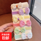 儿童毛巾圈发绳不伤发扎头绳女童橡皮筋发圈小女孩扎马尾可爱头饰 蝴蝶结1套【6个装】