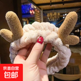 洗脸发箍束发带男女通用头箍专用敷面膜化妆发卡潮男可爱头套头饰 【可爱防湿发带】卡其龙角-1个