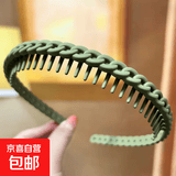 洗脸专用防滑带齿发箍夏季女2025新款高级感压发头箍碎发发卡头饰 磨砂军绿
