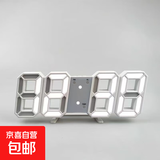 ins韩版数字电子闹钟可壁挂智能夜光3d数字钟 白白
