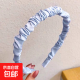 韩国新款头箍网红气质甜美缎面褶皱发箍少女森系百搭压发洗脸发饰 淡紫色