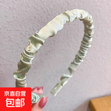韩国新款头箍网红气质甜美缎面褶皱发箍少女森系百搭压发洗脸发饰 豆绿色