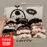 头绳女高弹力耐用皮筋发绳高级感法式小肠发圈丸子头发饰成人皮套 绸缎感4条【混色】