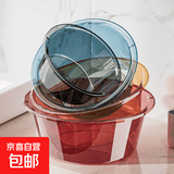 加厚加深高颜值透明脸盆抗菌宿舍学生家用洗衣服洗水果洗脚盆厕所 深蓝色 特大号1个【高15CM】