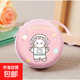 迷你耳机包马口铁硬币包可爱圆形学生卡通包包挂件 太空兔子1个