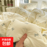 2025新款A类双层纱被套单件150x200x230非纯棉全棉被罩水洗棉被单 相思-蓝【不易起球不易掉色】 200x230cm-单件被套