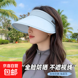 防晒帽子女夏季遮阳帽户外骑行开车防晒帽女时尚百搭透气太阳帽子 糖果帽【蓝色】 均码（54cm-58cm）